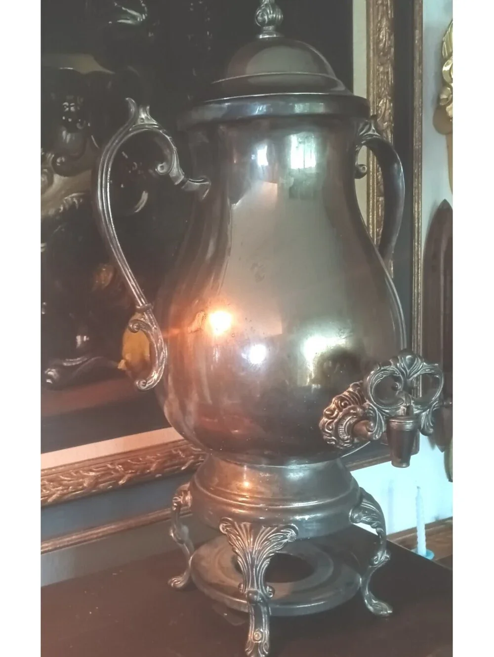 Vintage Silver plated Coffee Tea Urn Decanter Server Samovar Made in Indonesia.